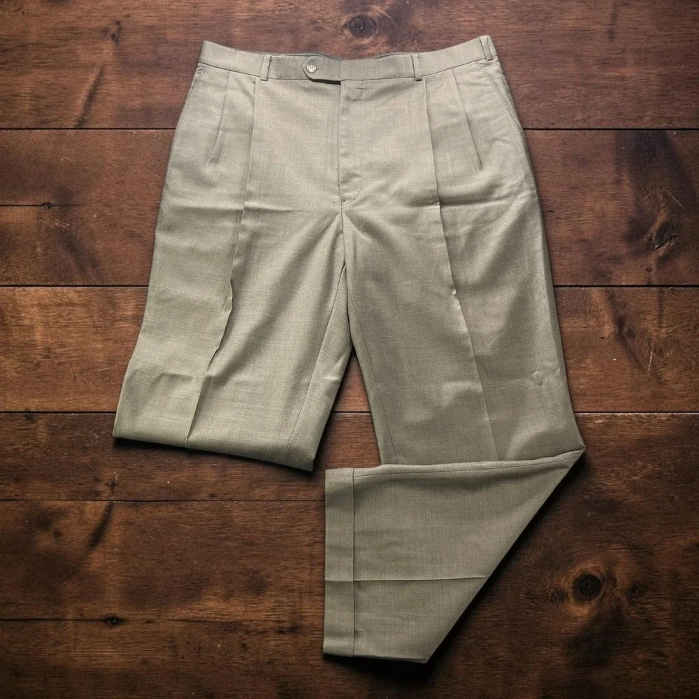 Vintage Brooks Brothers Mens 38x30 Pleated Wool Pants Olive Taupe Cuffed Canada